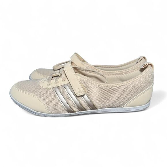 Adidas Women’s Diona 2.0 Beige Mesh Casual Sneakers Size 9 Tan 3-Stripe Shoes - Picture 3 of 7